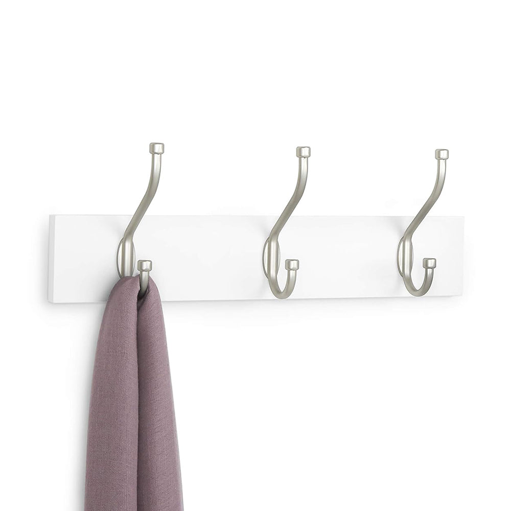 2 Pack White Wall Mounted Wooden Base Coat Hooks