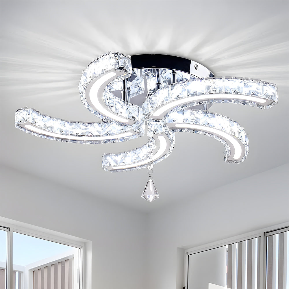 Luxury Crystal 5 Arms LED Flush Mount Ceiling Lights