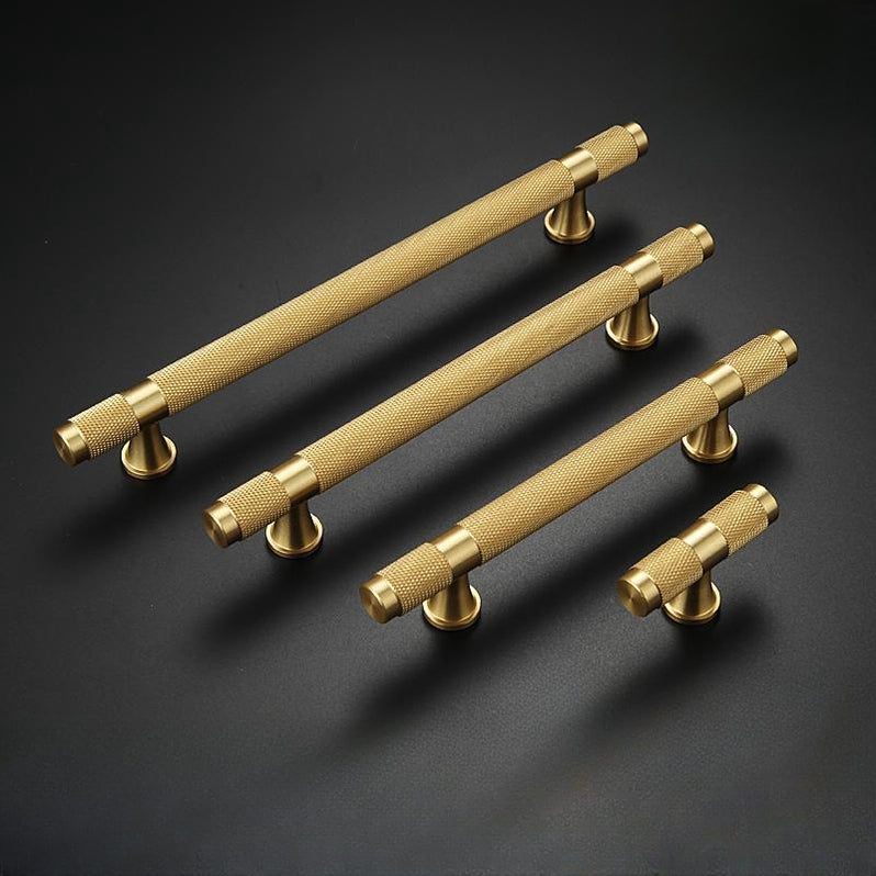 Solid Brass Knurled Cupboard Bar Handles