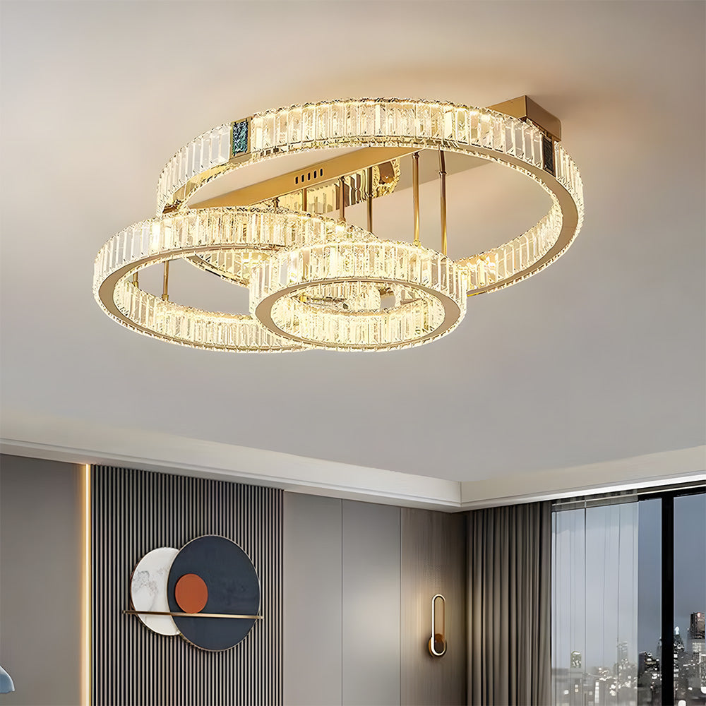 Luxury LED Crystal Ring Ceiling Light for Living Room Bedroom
