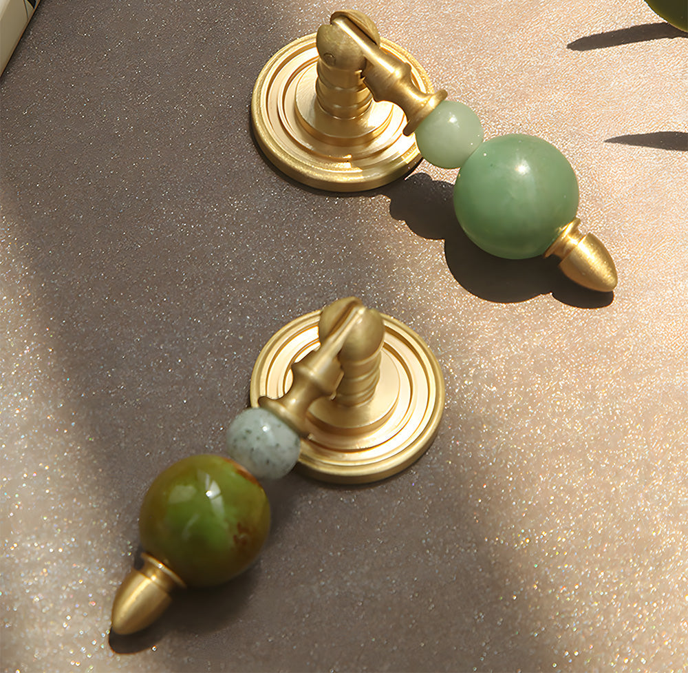 Solid Brass & Natural Stone Drop Pendant Cabinet Knobs