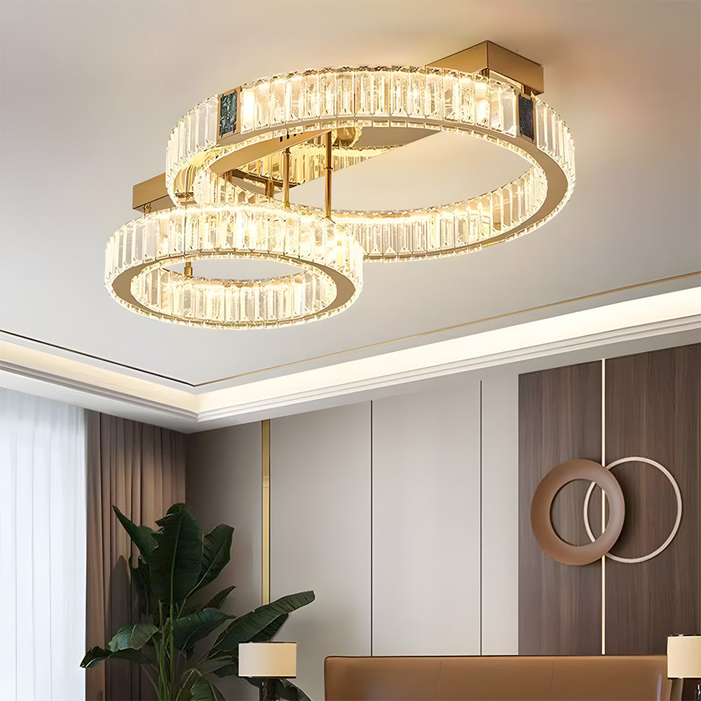Luxury LED Crystal Ring Ceiling Light for Living Room Bedroom