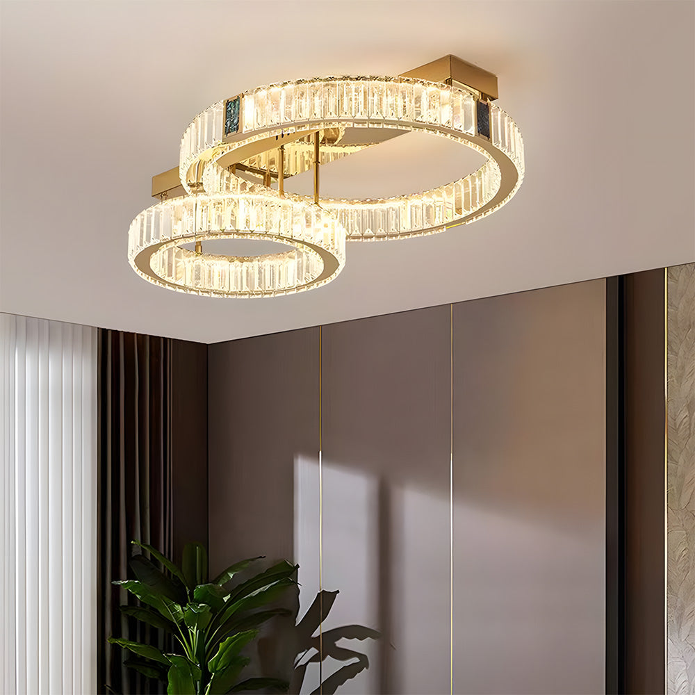 Luxury LED Crystal Ring Ceiling Light for Living Room Bedroom