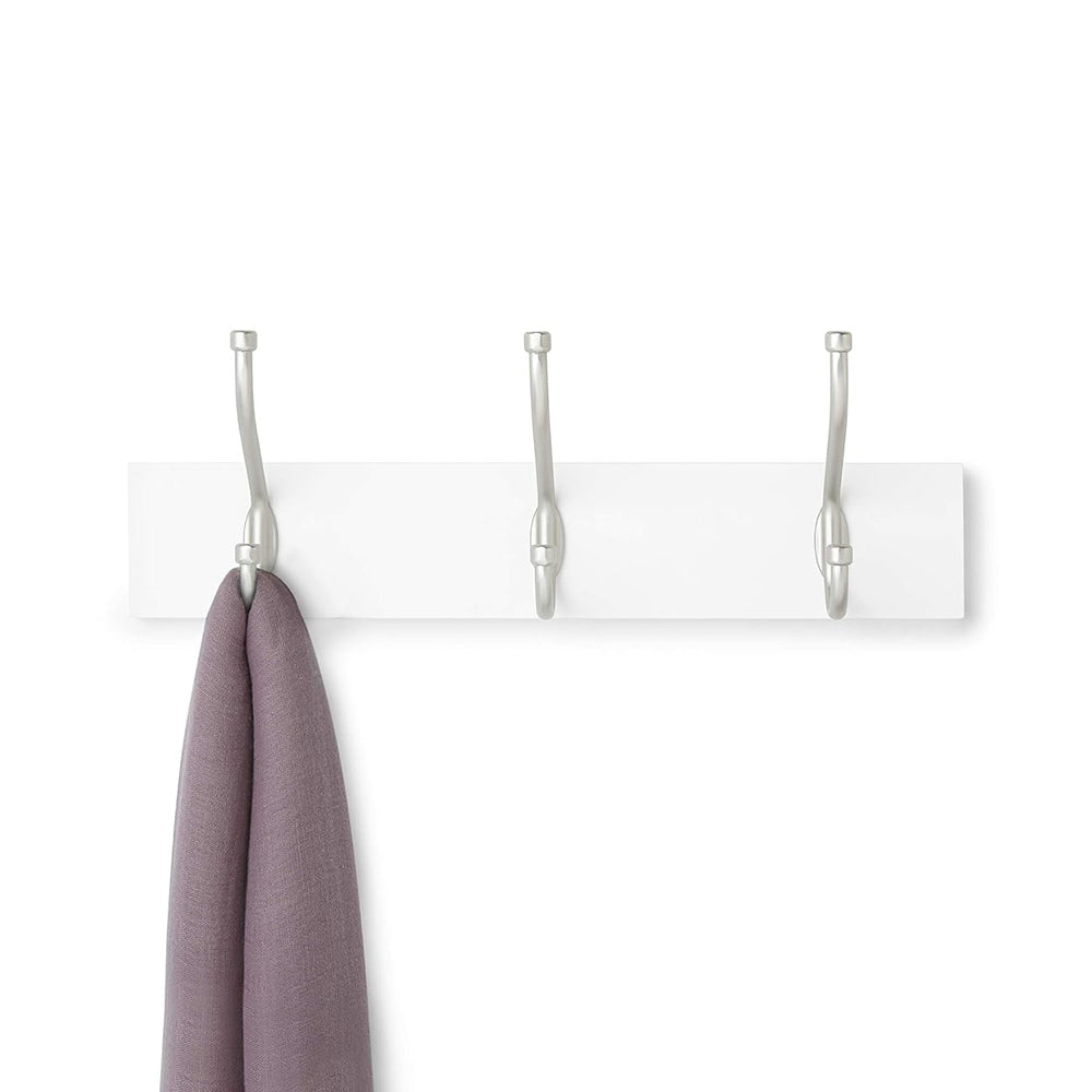 2 Pack White Wall Mounted Wooden Base Coat Hooks