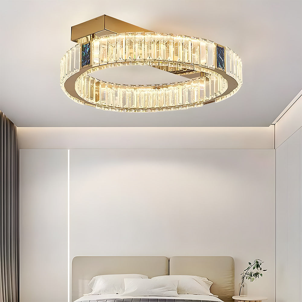 Luxury LED Crystal Ring Ceiling Light for Living Room Bedroom
