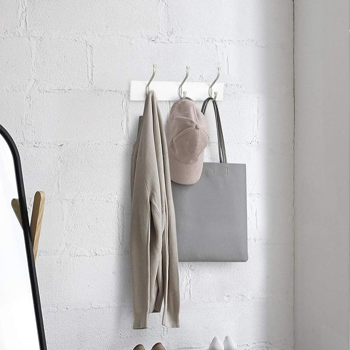 2 Pack White Wall Mounted Wooden Base Coat Hooks