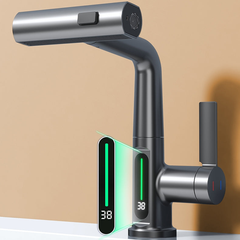 Digital Single Hole Brass Hot and Cold Basin Tap_Gunmetal Gray