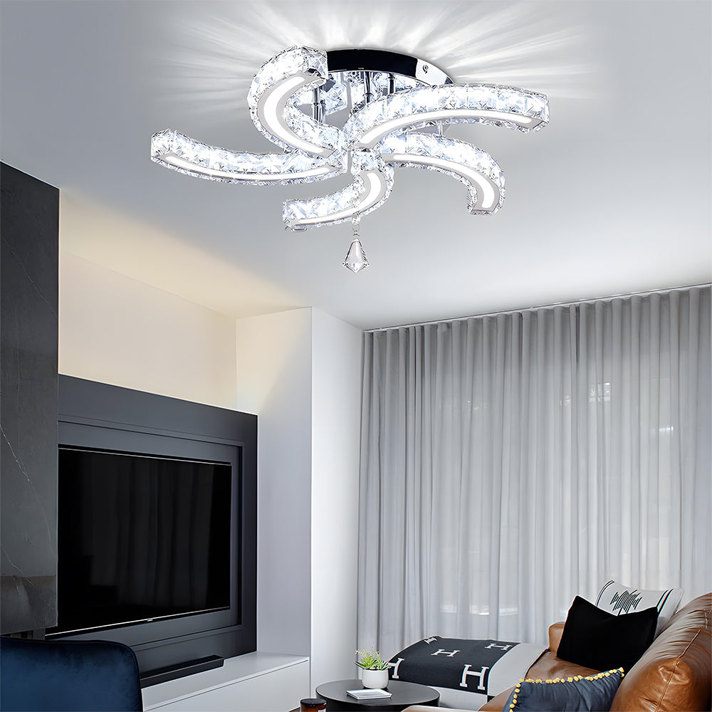 Luxury Crystal 5 Arms LED Flush Mount Ceiling Lights