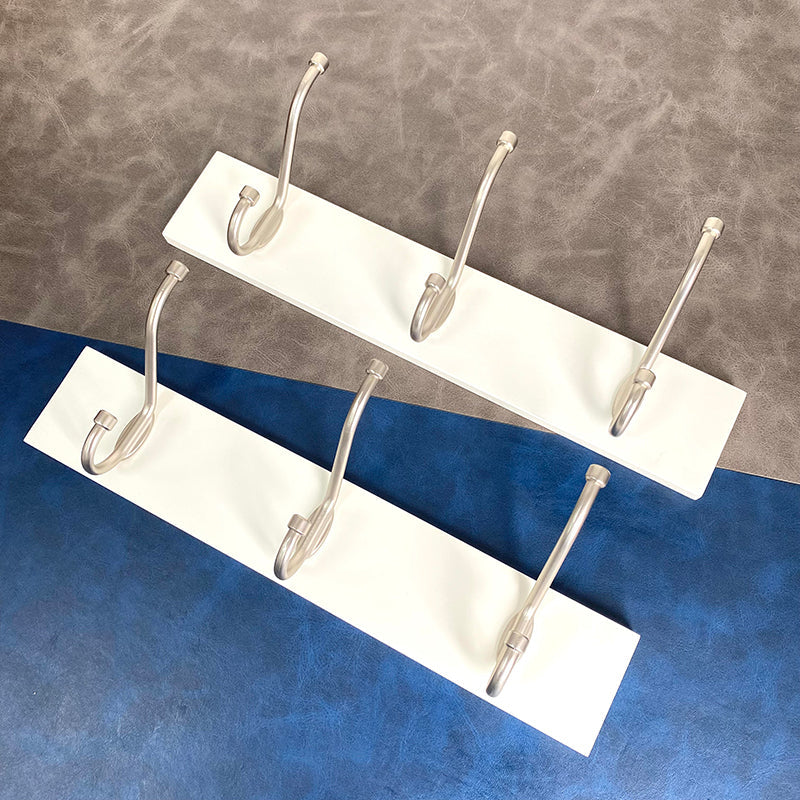 2 Pack White Wall Mounted Wooden Base Coat Hooks