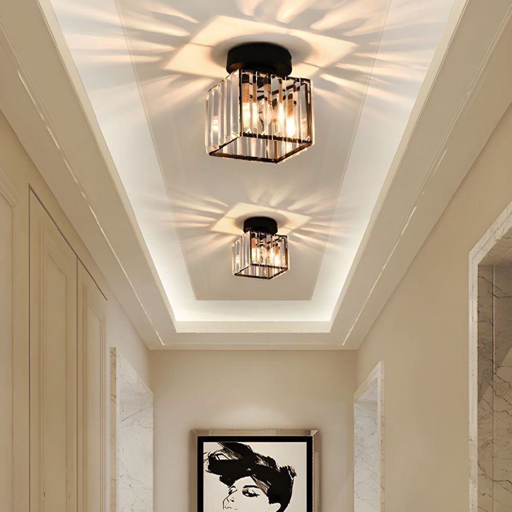 Modern 1-Light Hallway Flush Mount Ceiling Light in Black