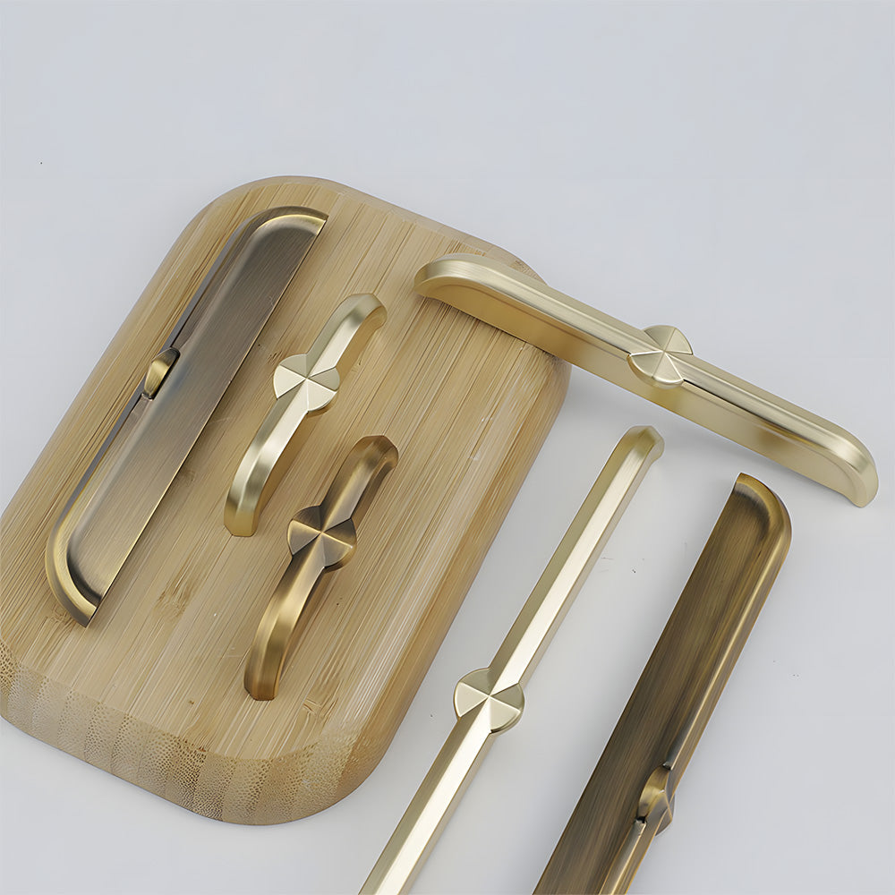 Modern Zinc Alloy Brushed Brass Cabinet Handles