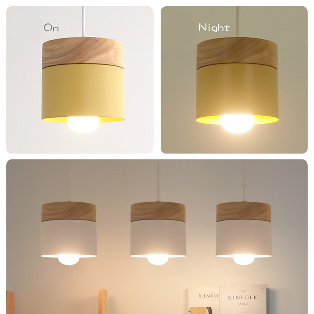 Nordic Wood Cylindrical Suspension Lamp