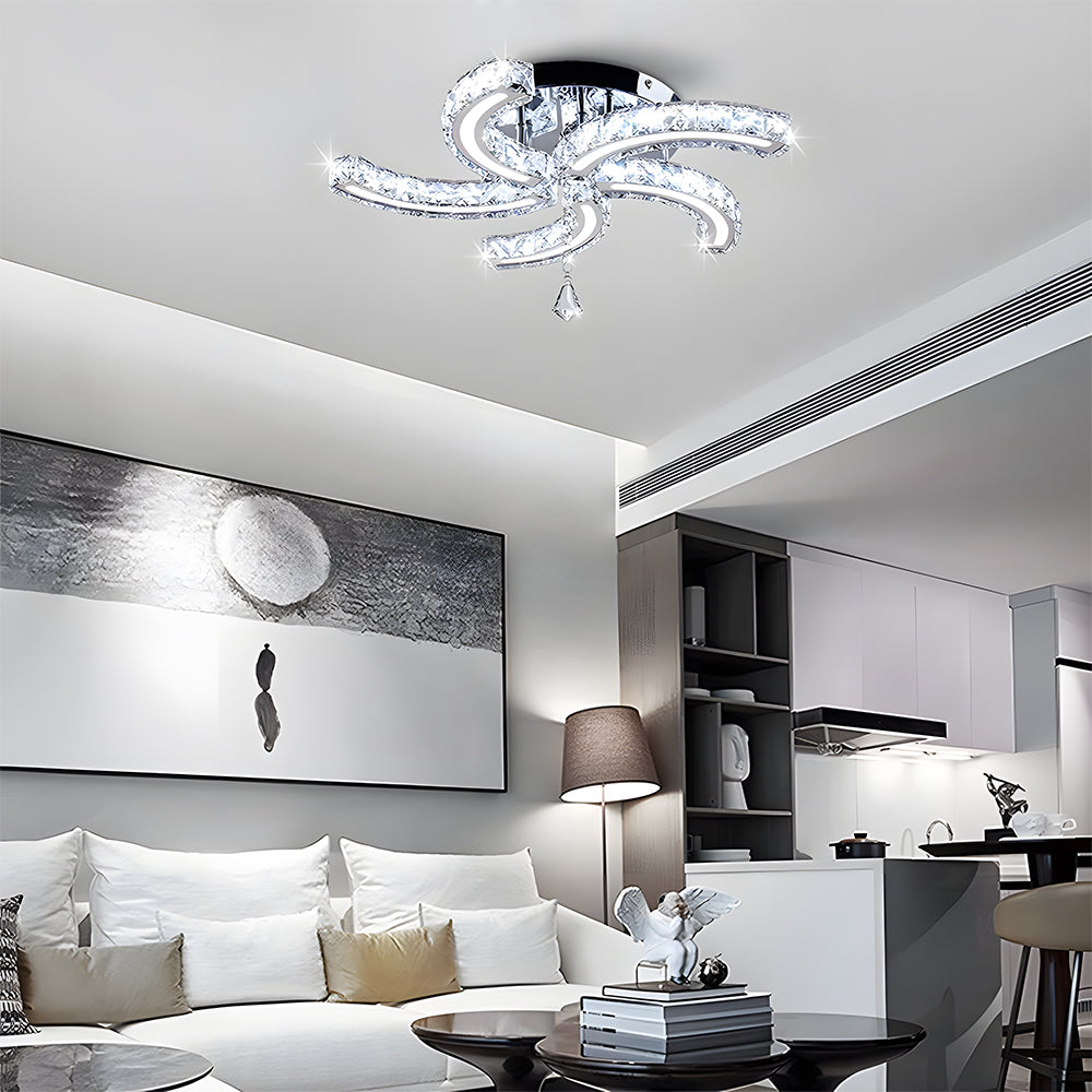 Luxury Crystal 5 Arms LED Flush Mount Ceiling Lights