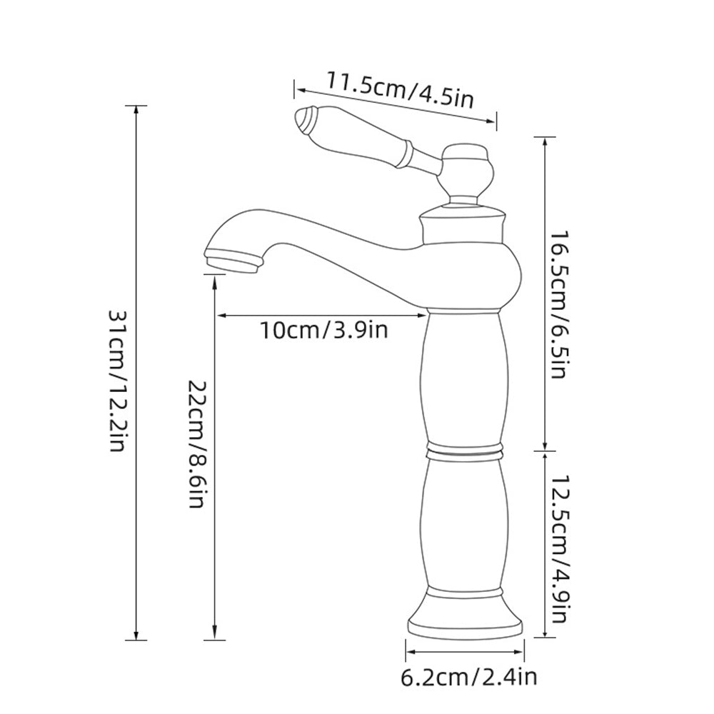 Traditional Solid Brass Single Hole Basin Tap_Black