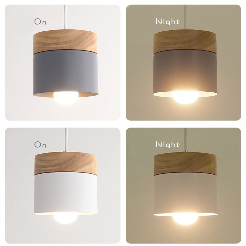 Nordic Wood Cylindrical Suspension Lamp