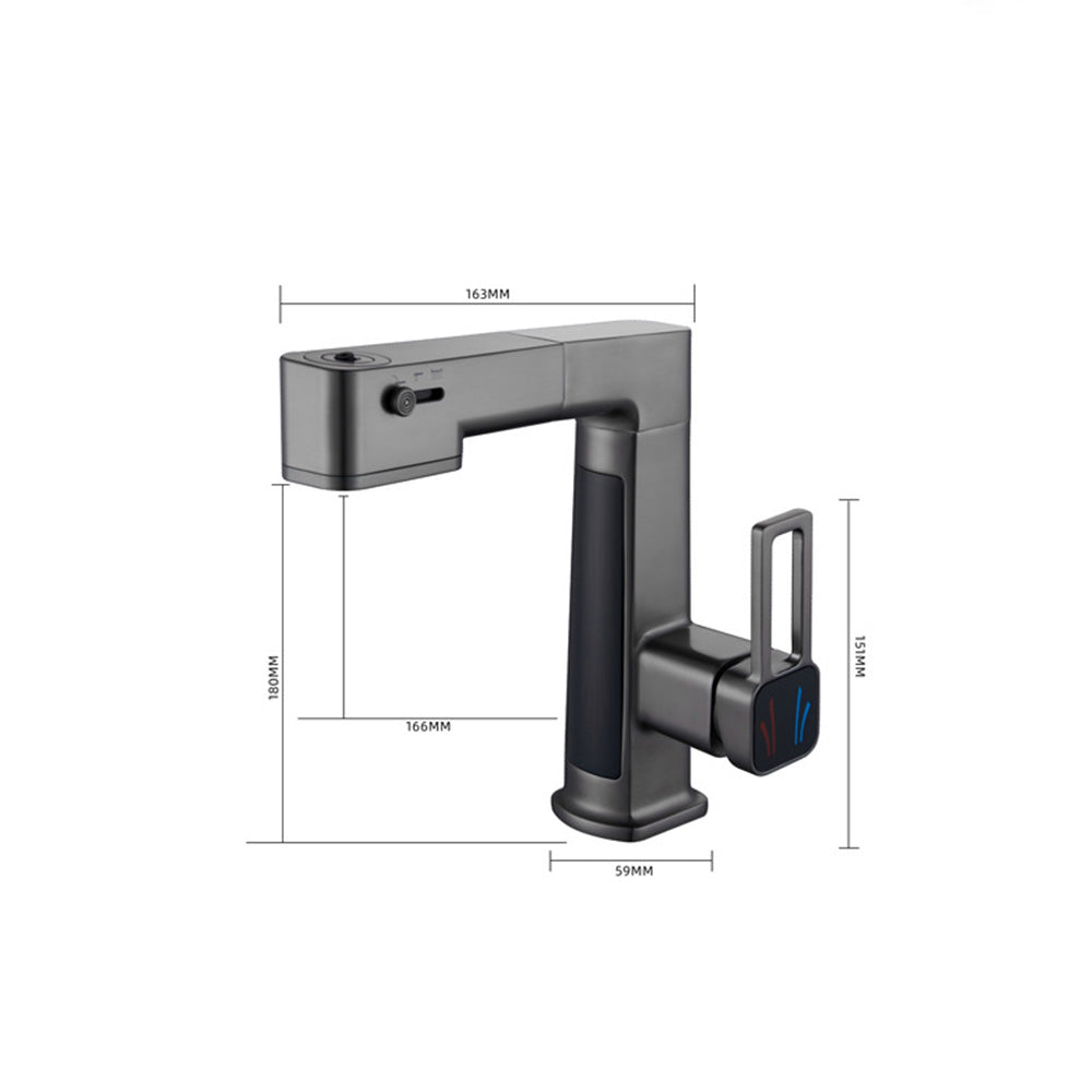 360° Rotation Liftable Bathroom Tap with LED Digital Display_Gunmetal Gray