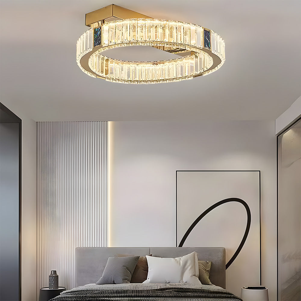 Luxury LED Crystal Ring Ceiling Light for Living Room Bedroom