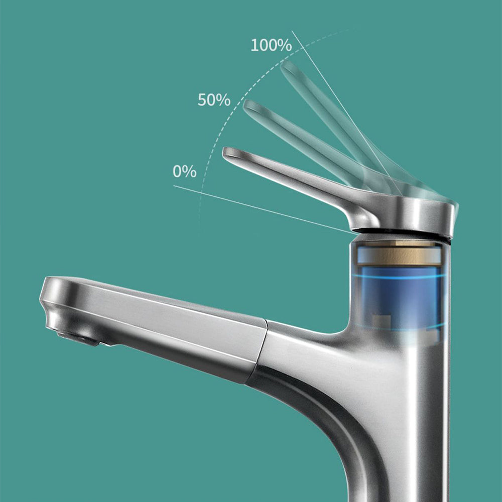 Single Handle Pull Out Spray Bathroom Tap_Gunmetal Gray
