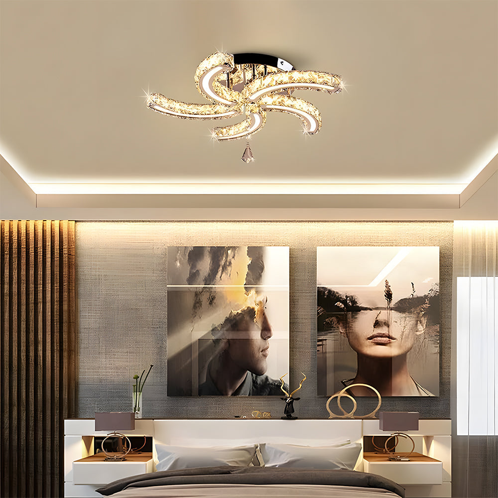 Luxury Crystal 5 Arms LED Flush Mount Ceiling Lights