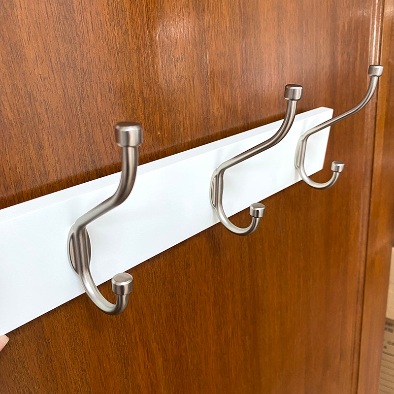 2 Pack White Wall Mounted Wooden Base Coat Hooks