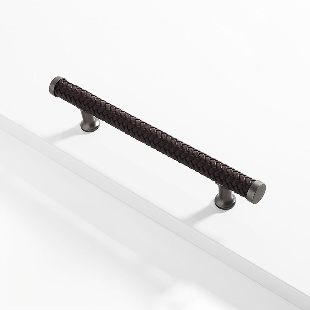 Fashionable Zinc Alloy Leather Drawer Cabinet Handle