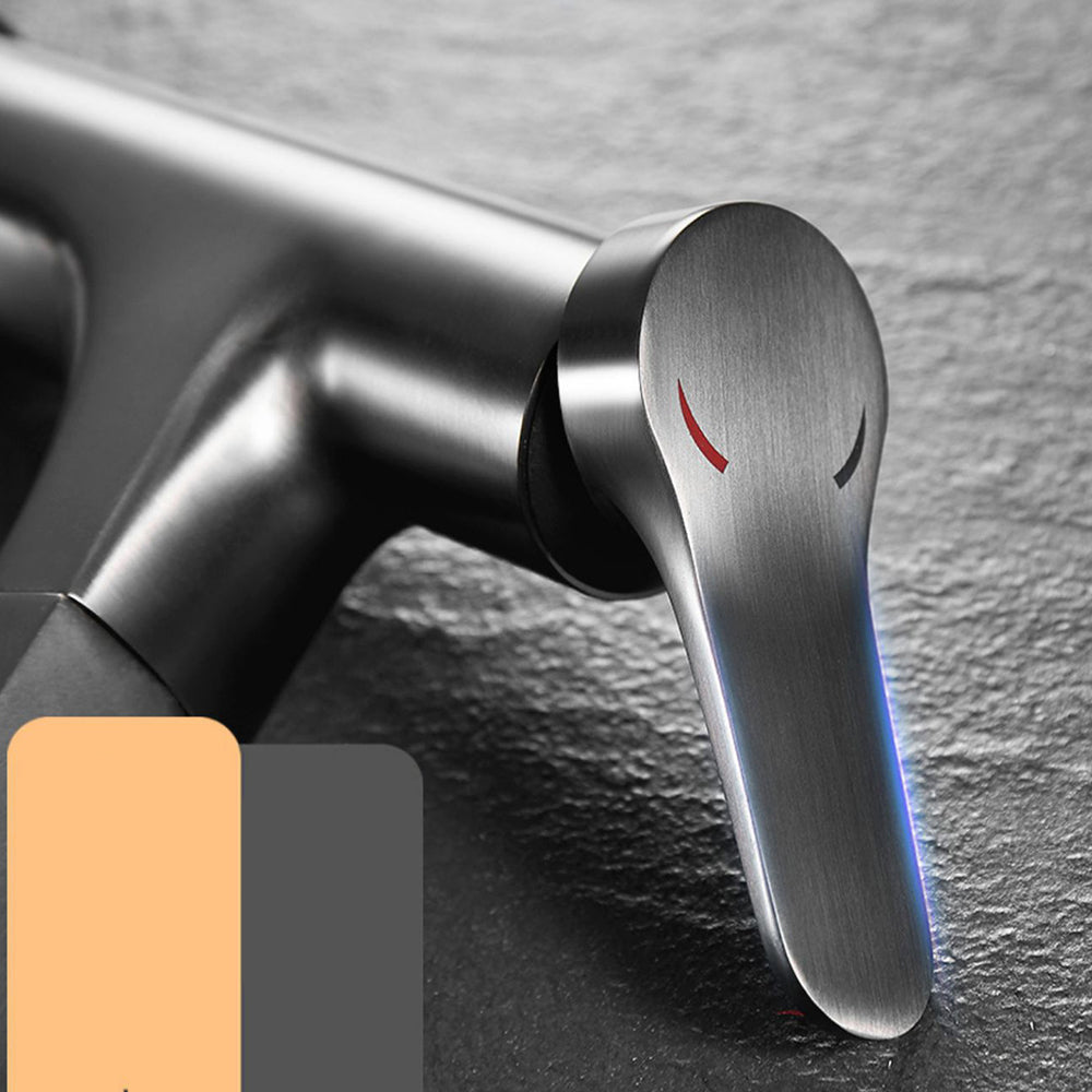 Single Handle Pull Out Spray Bathroom Tap_Gunmetal Gray