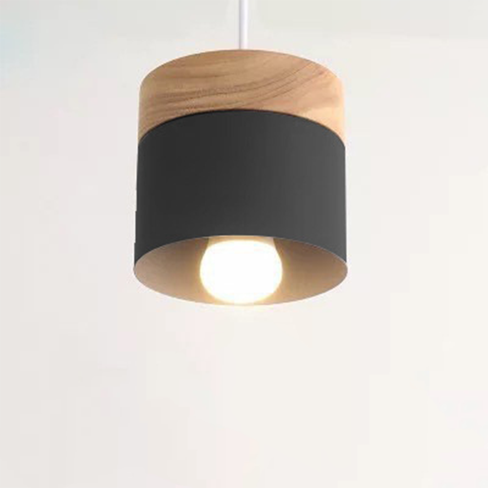 Nordic Wood Cylindrical Suspension Lamp