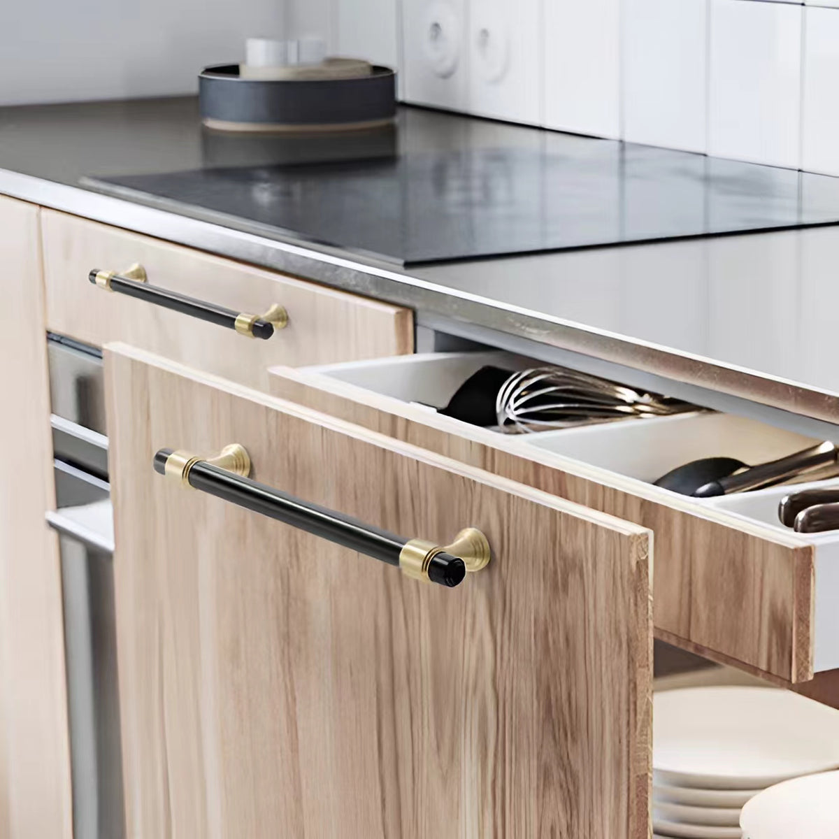 Gold&Black Drawer Kitchen Cupboard Handles