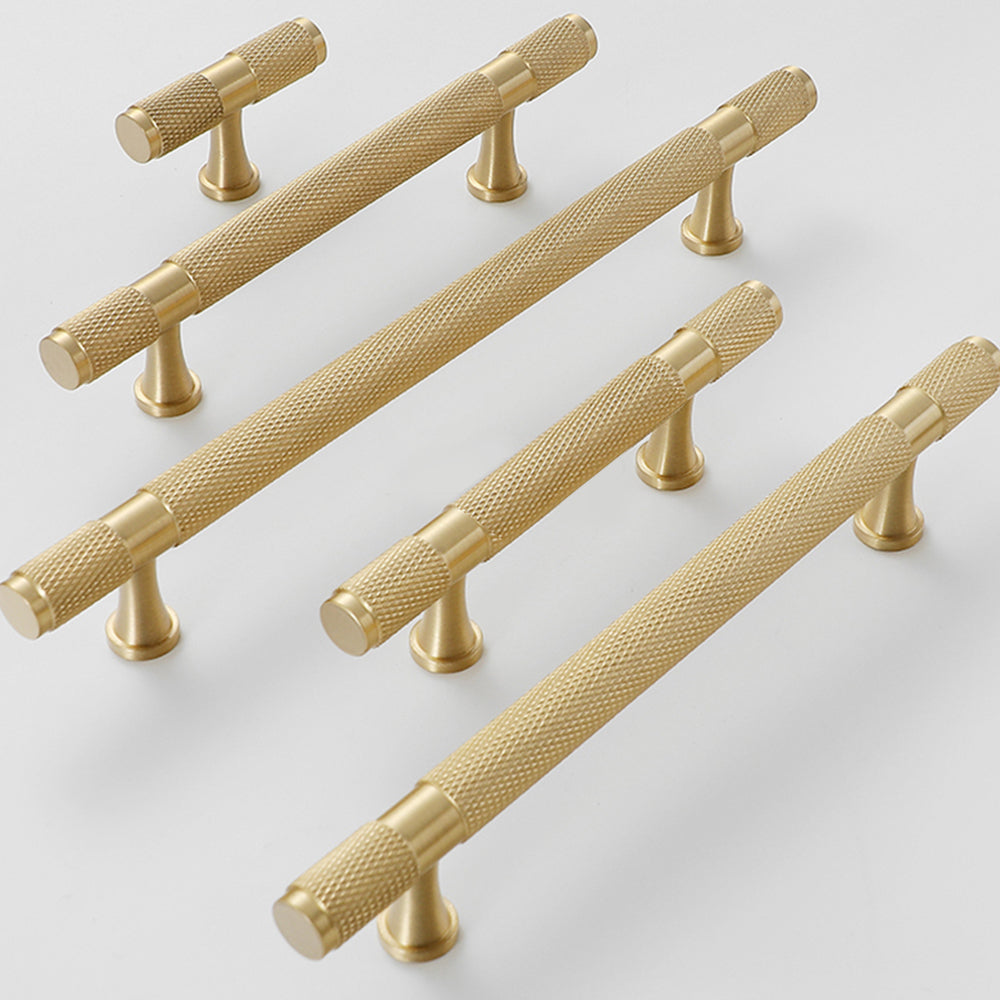 Solid Brass Knurled Cupboard Bar Handles