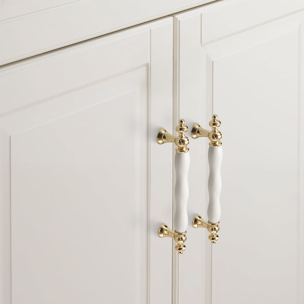 French Elegant White Ceramic Wardrobe Cabinet Drawer Pulls