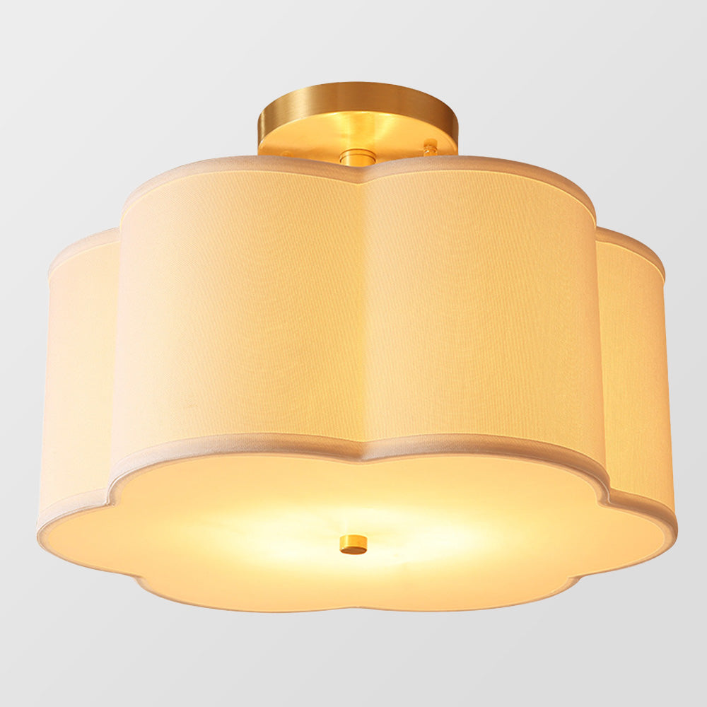 Simple White Flower Semi Flush Ceiling Light For Bedroom