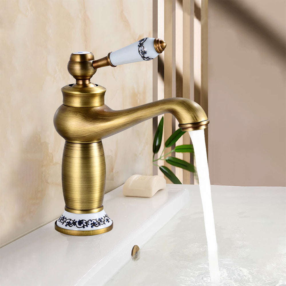 Traditional Solid Brass Single Hole Basin Tap_Bronze