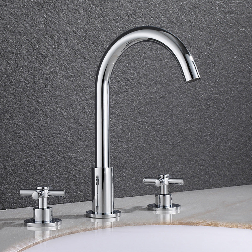 GoldenwarmUK Brass Bathroom Taps Widespread 2-handle Basin Tap