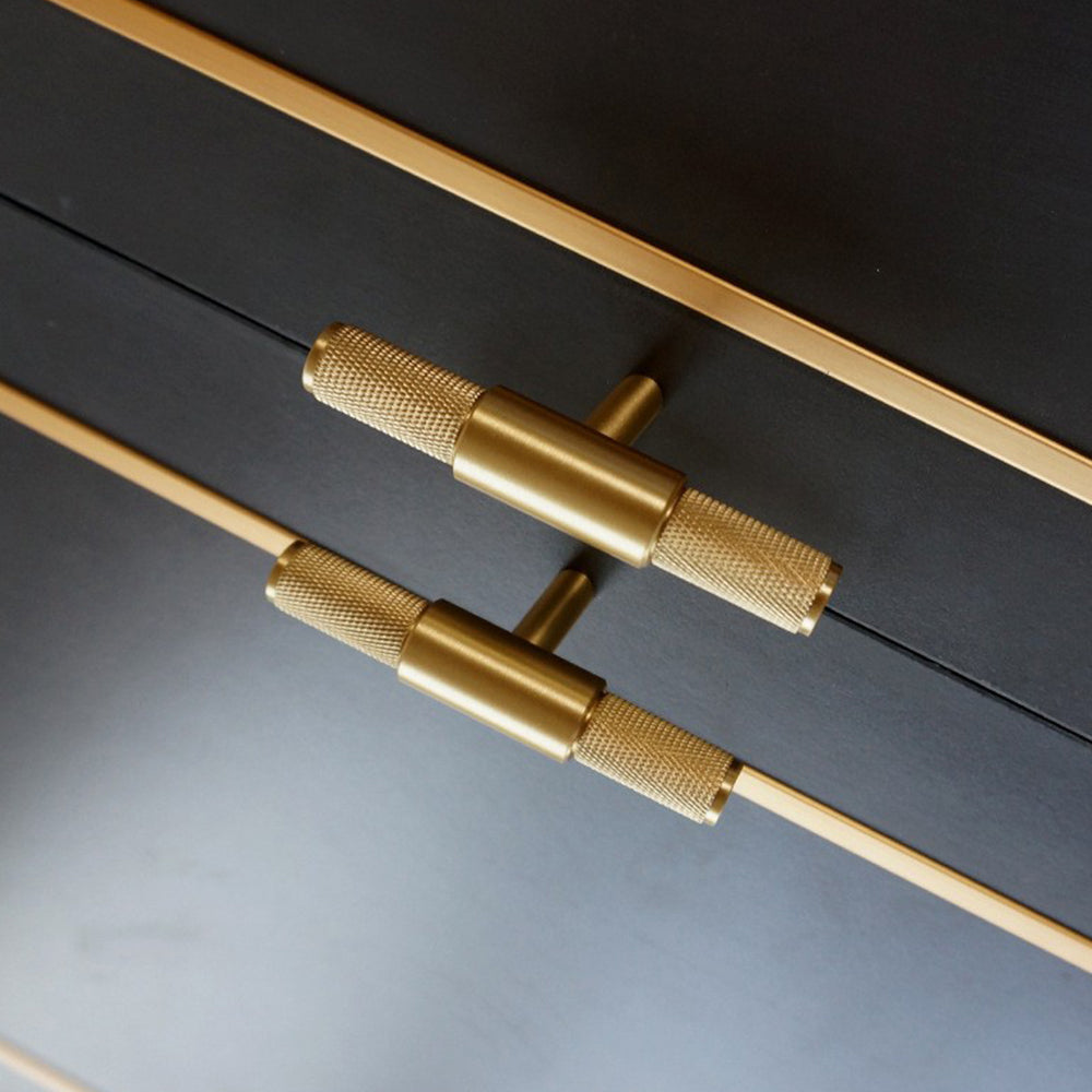 Solid Brass Knurled Cupboard Bar Handles
