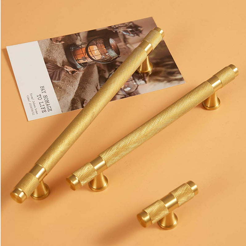 Solid Brass Knurled Cupboard Bar Handles