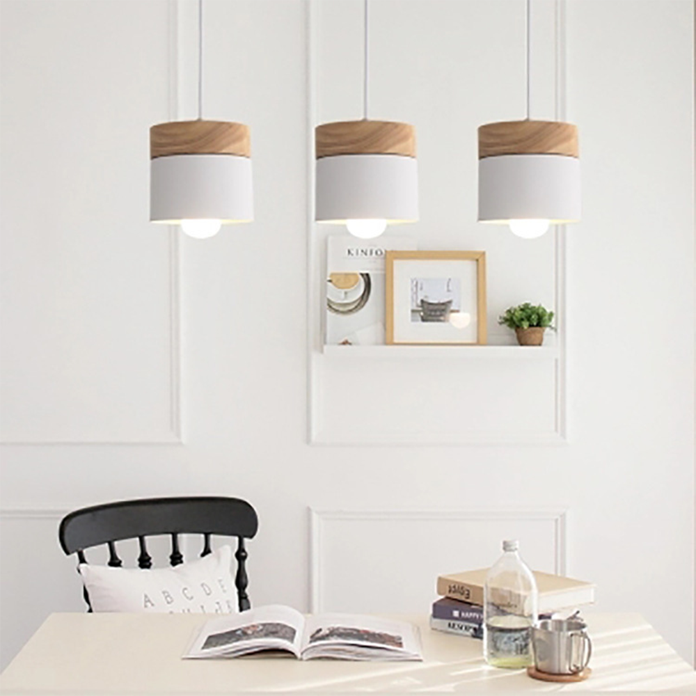 Nordic Wood Cylindrical Suspension Lamp