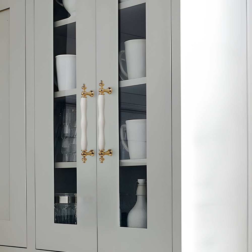 French Elegant White Ceramic Wardrobe Cabinet Drawer Pulls