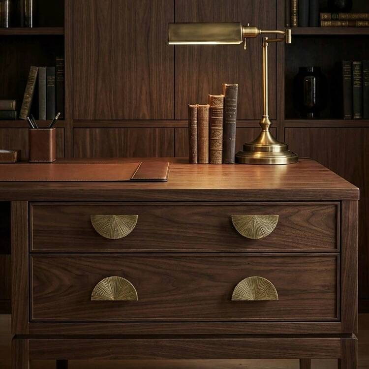 Vintage Brass Textured Semi Circle Cabinet Handles