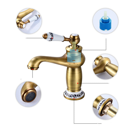 Traditional Solid Brass Single Hole Basin Tap_Bronze