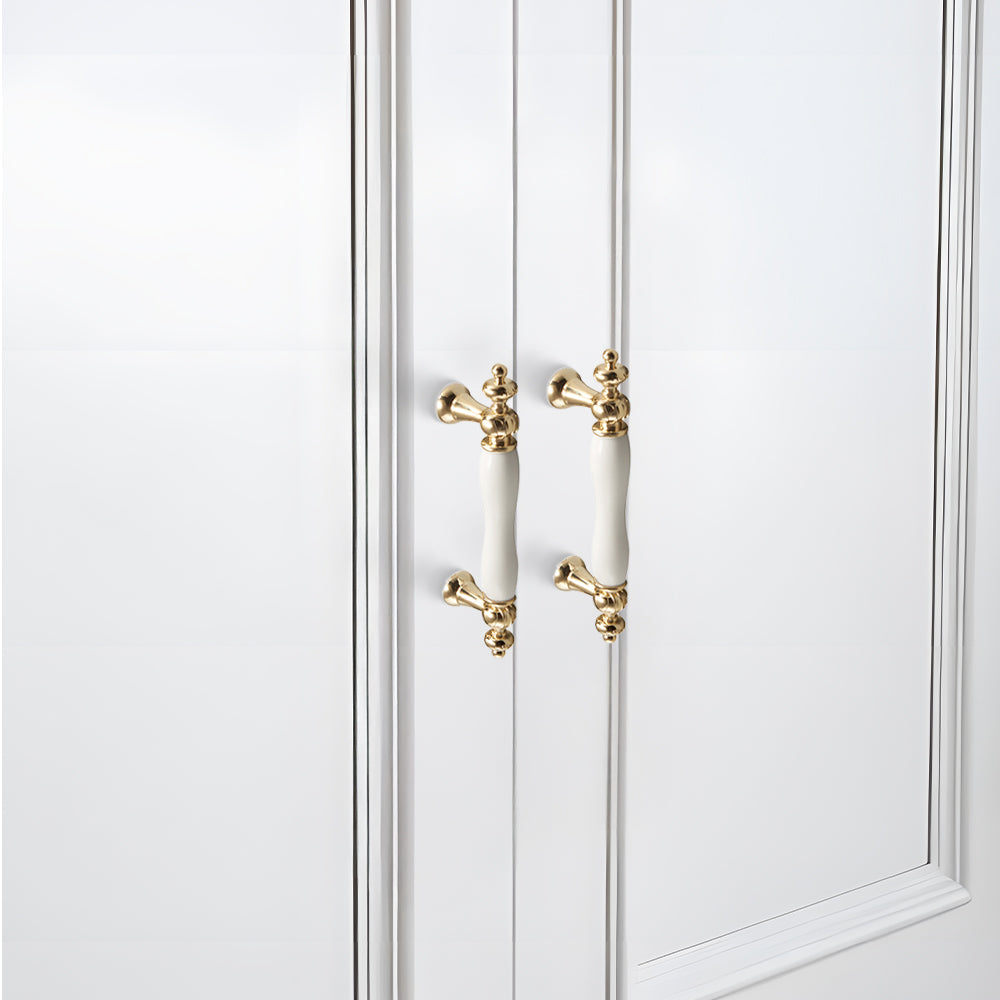 French Elegant White Ceramic Wardrobe Cabinet Drawer Pulls