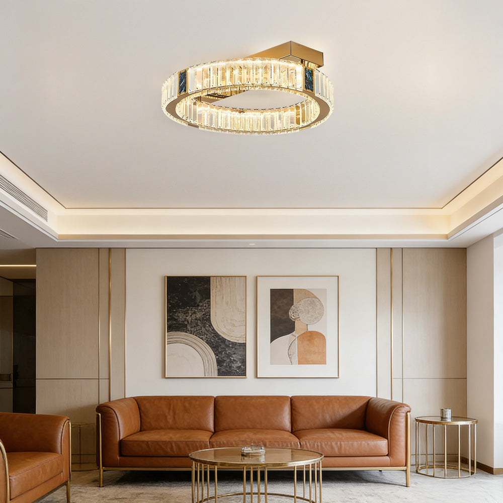 Luxury LED Crystal Ring Ceiling Light for Living Room Bedroom