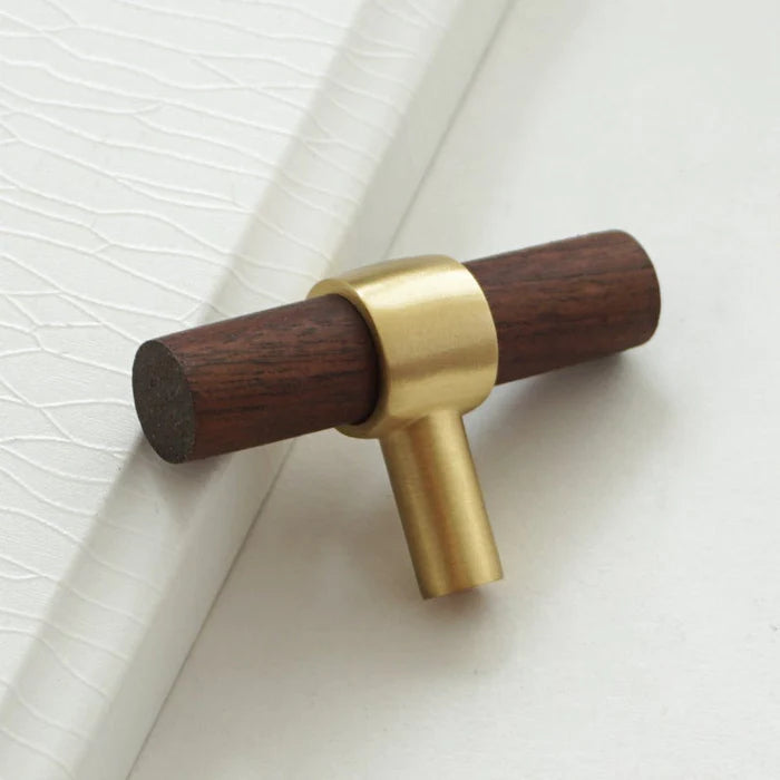 Wooden Cabinet Handles With Brass Base
