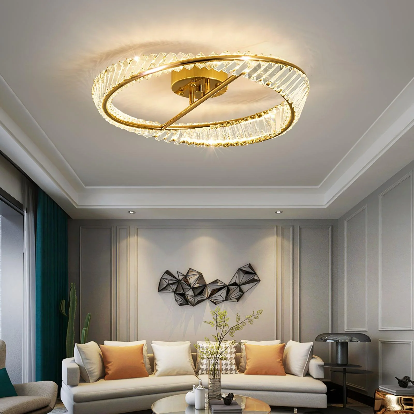 Modern Round Crystal Ceiling Lamp For Master Bedroom