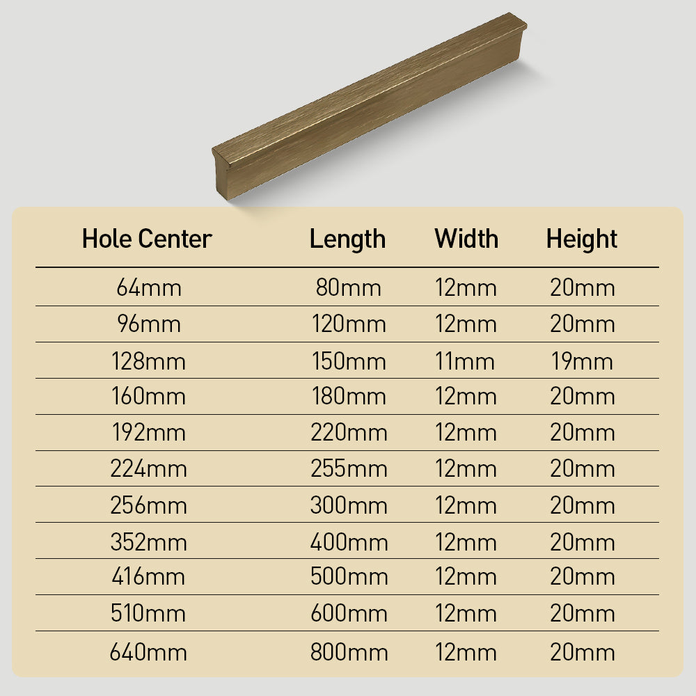 Gold Minimalist Classic Long Edge Cabinet Handles