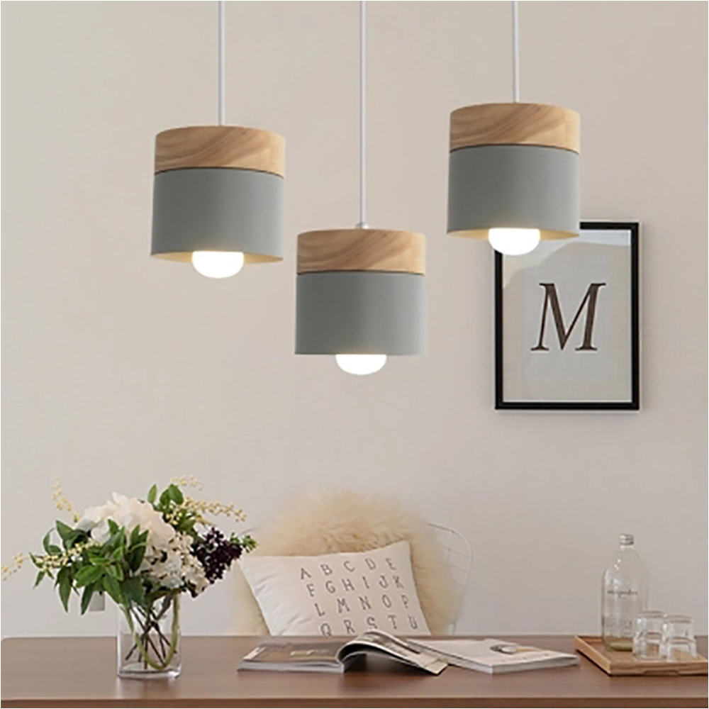 Nordic Wood Cylindrical Suspension Lamp