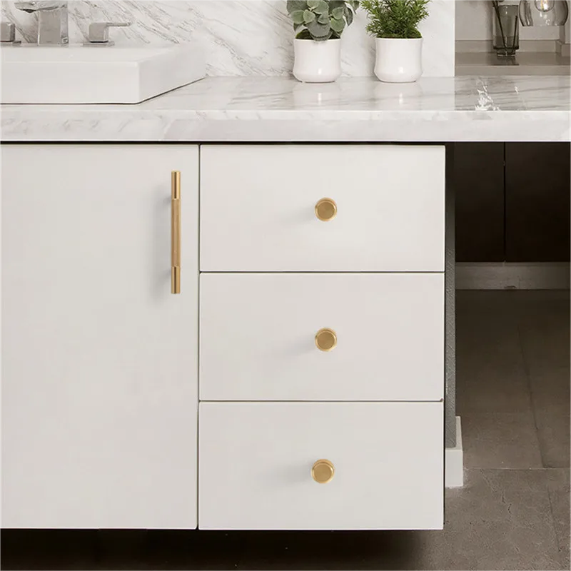 Modern Gold Knurled Bar Pull Handles