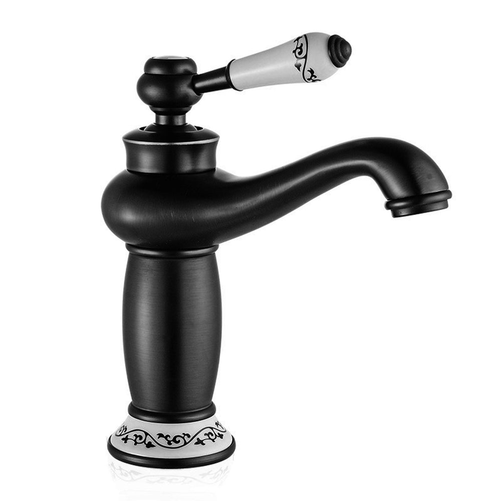 Traditional Solid Brass Single Hole Basin Tap_Black