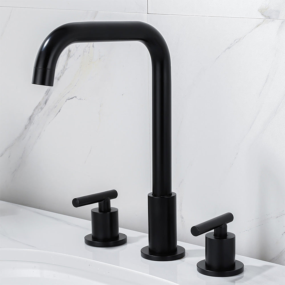 Dual Lever Brass Bathroom Tap_Black