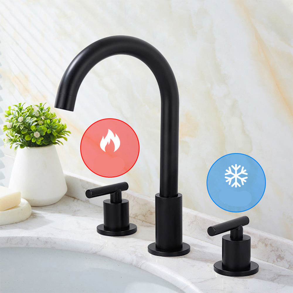 Brass Widespread 2-handle Sink Tap_Black