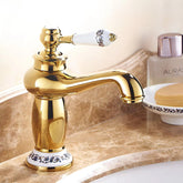 Traditional  Solid Brass Single Hole Basin Tap_ Gold